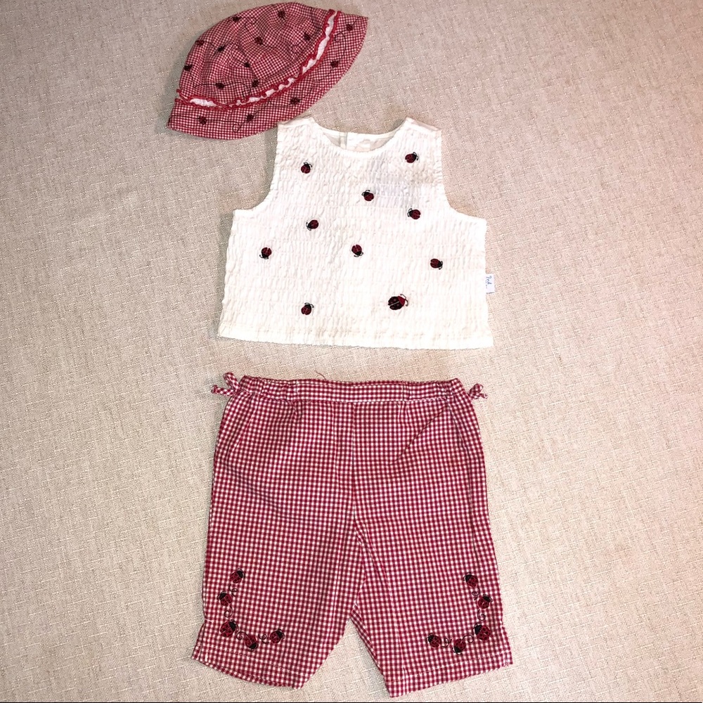 Smocked ladybug outfit 12M
